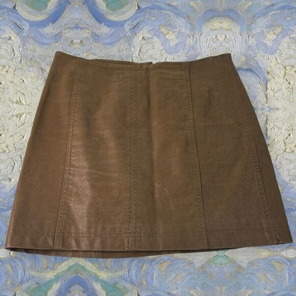 Free People Faux Leather Mini Skirt 10 - Picture 1 of 5